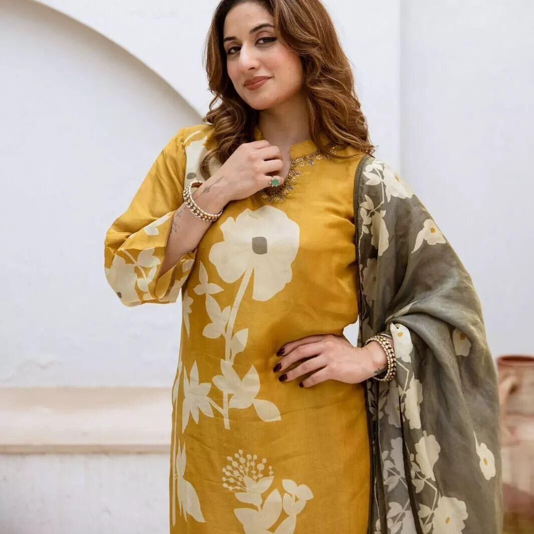 Cotton Printed Punjabi Salwar Kameez – 3-Piece Indian Pakistani Ethnic Floral
