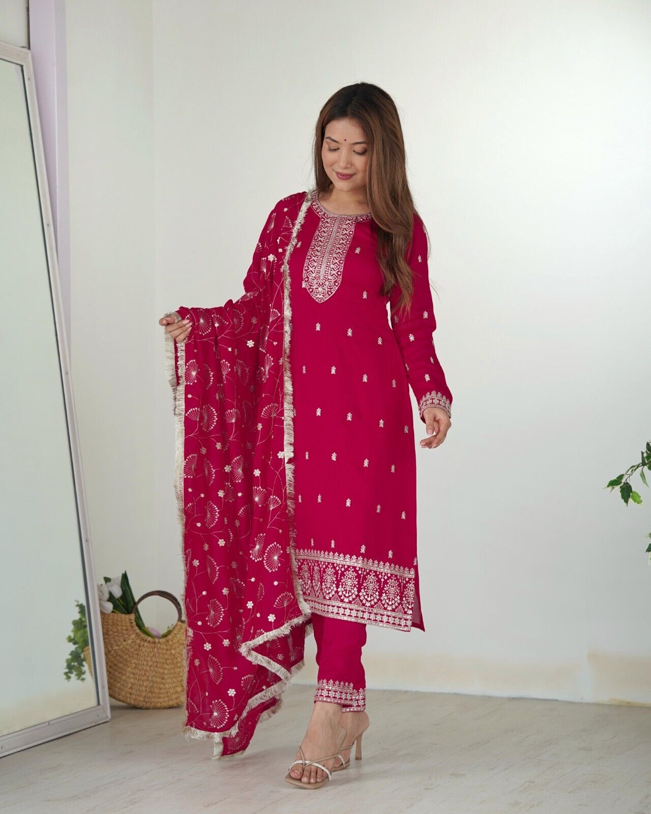 Zari work Silk Salwar Kameez Suit Designer Kurta salwar kameez suit , 3 pcs suit