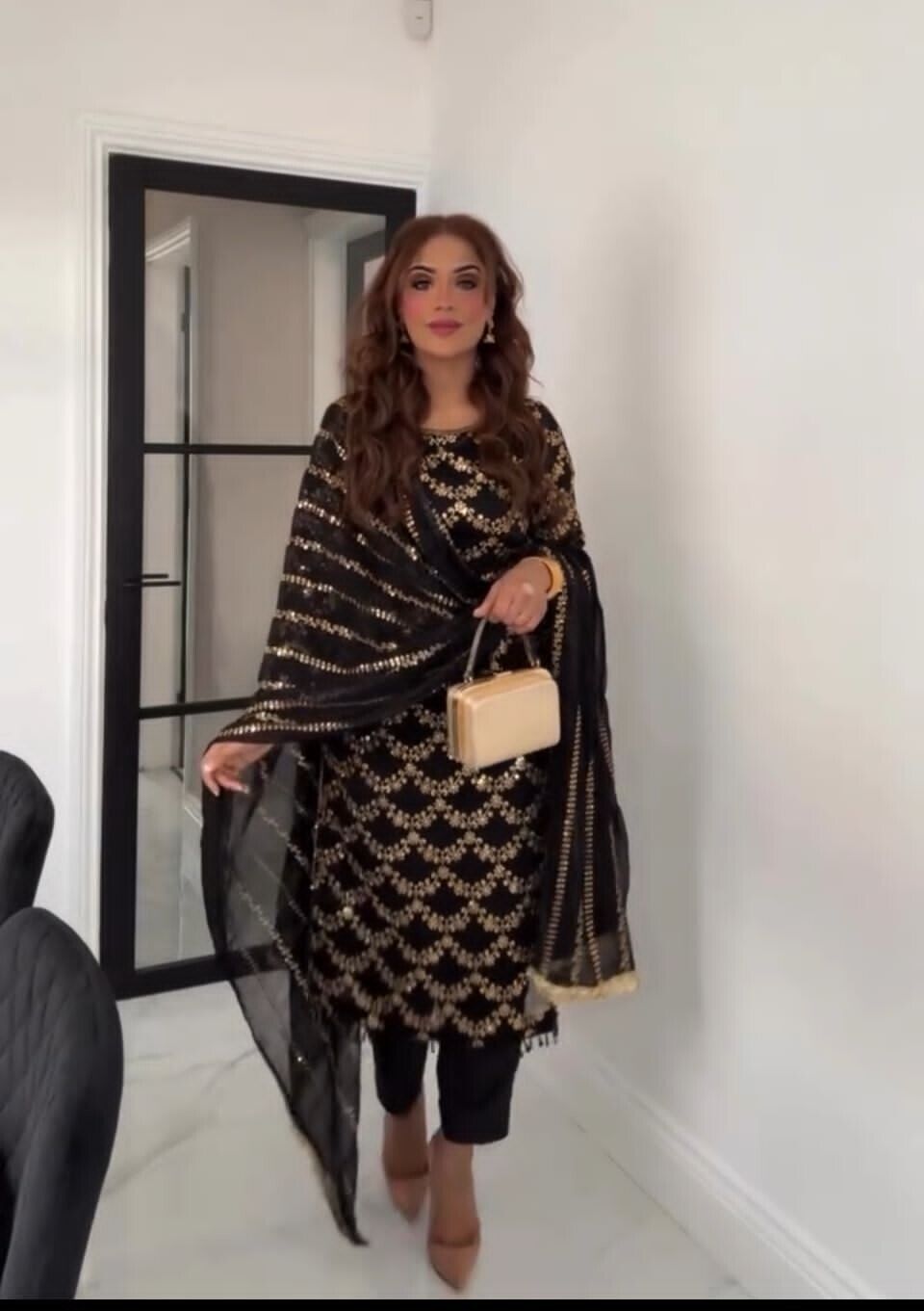 Designer Black Georgette Salwar Kameez Ready-to-Wear Embroidered Suit