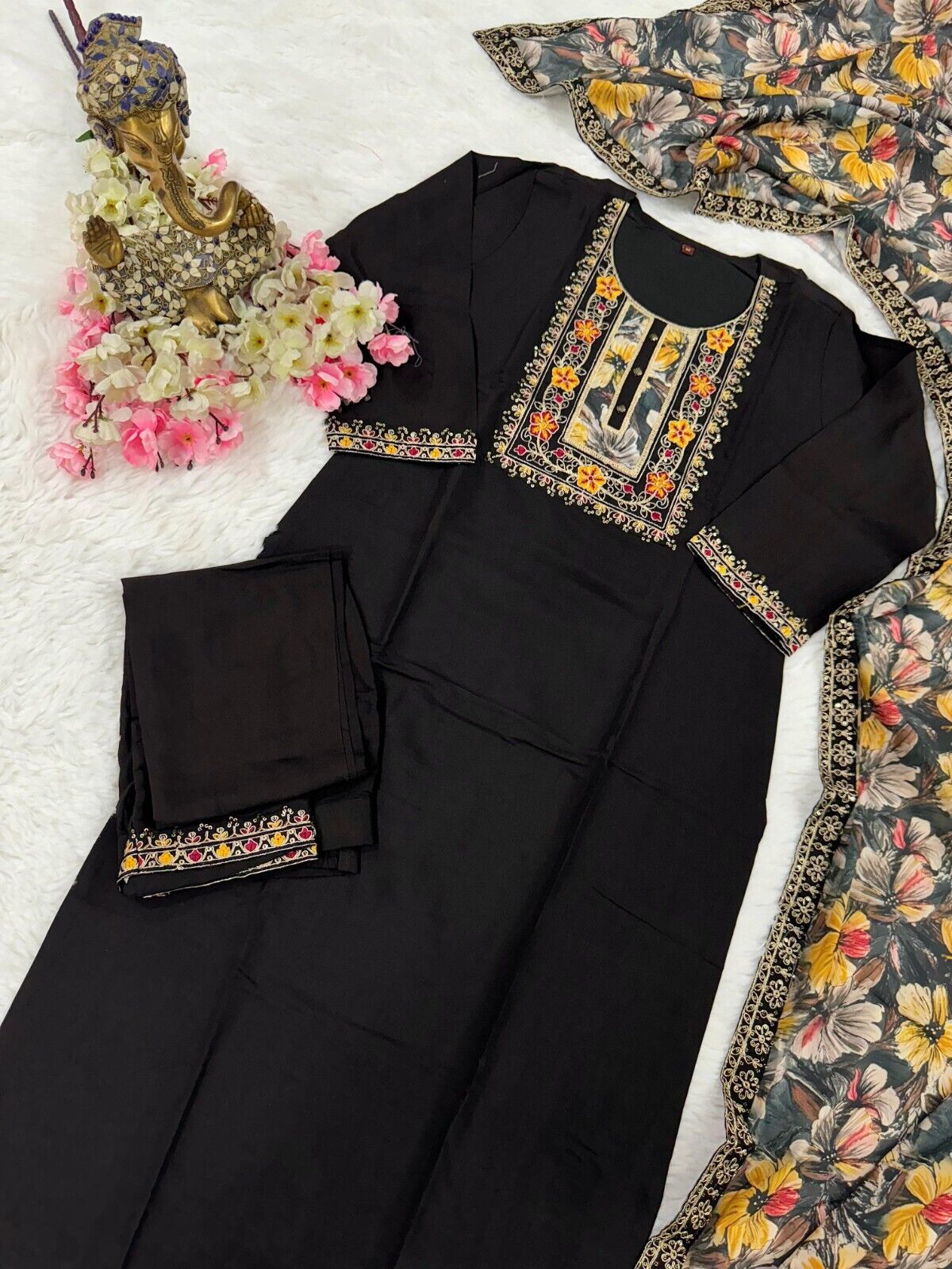 Women straight suit Elegant Viscose Silk Salwar Kameez Set readymade suit