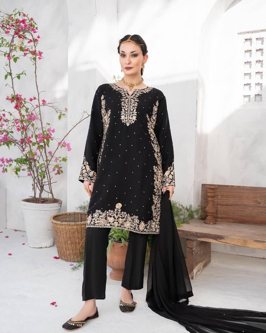 Pakistani Salwar Kameez Readymade Suit - Wedding & Party Kurti Set Georgette