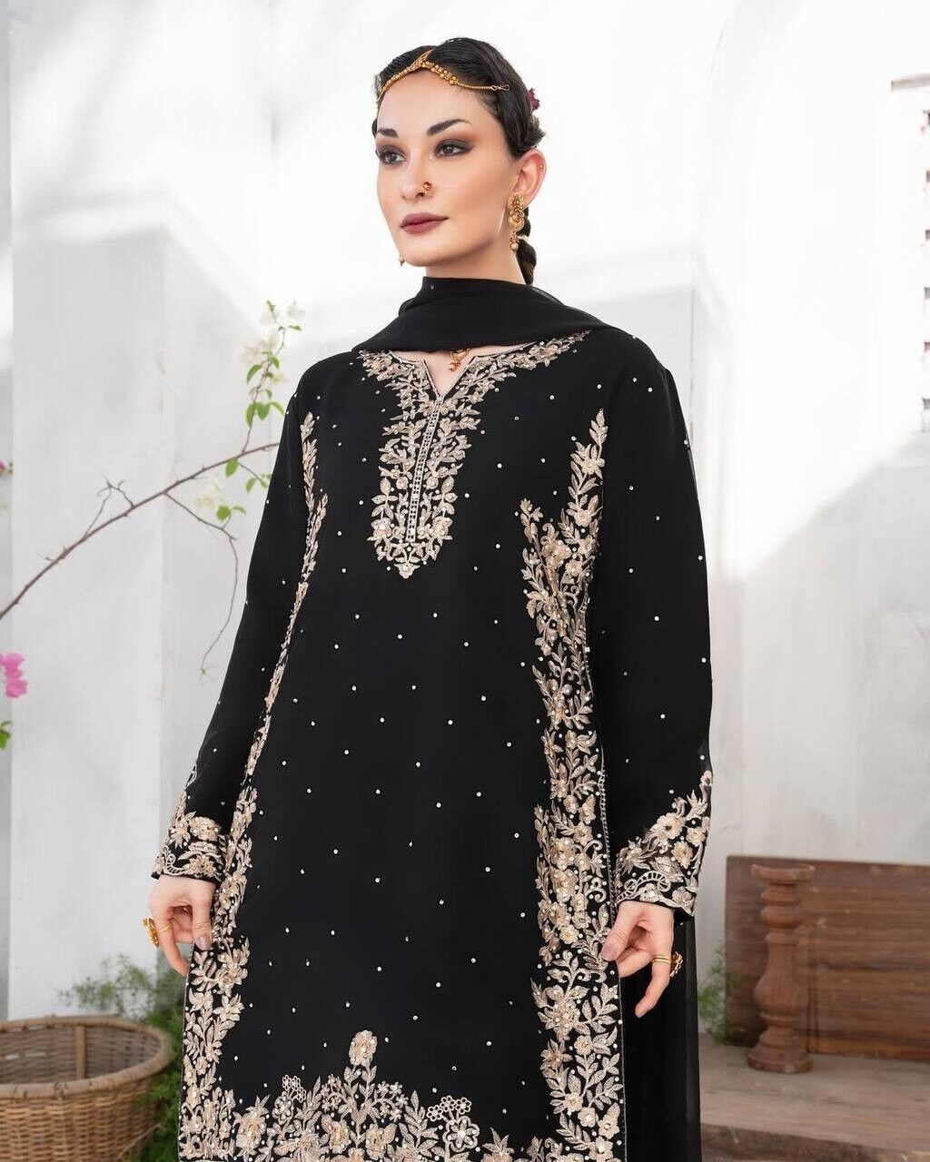 Pakistani Salwar Kameez Readymade Suit - Wedding & Party Kurti Set Georgette