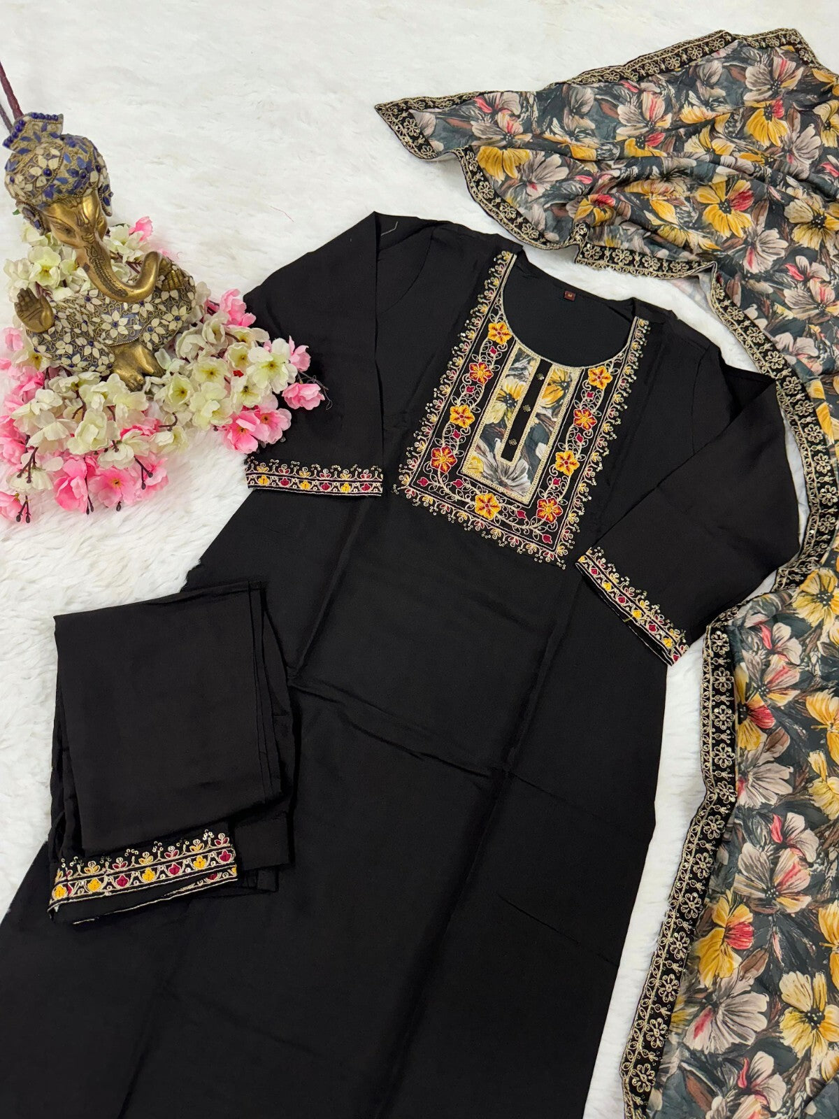 Women straight suit Elegant Viscose Silk Salwar Kameez Set readymade suit