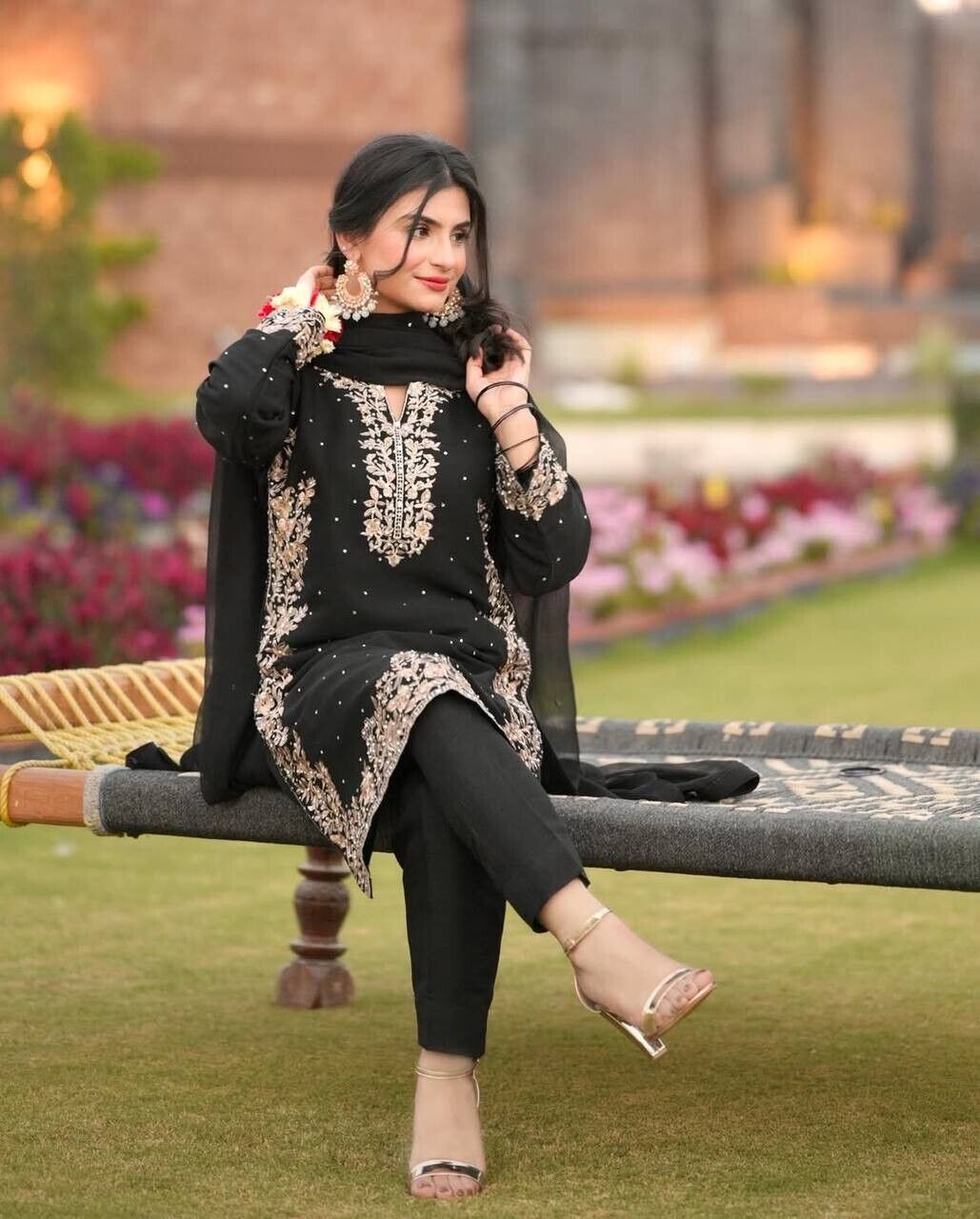 Pakistani Salwar Kameez Readymade Suit - Wedding & Party Kurti Set Georgette
