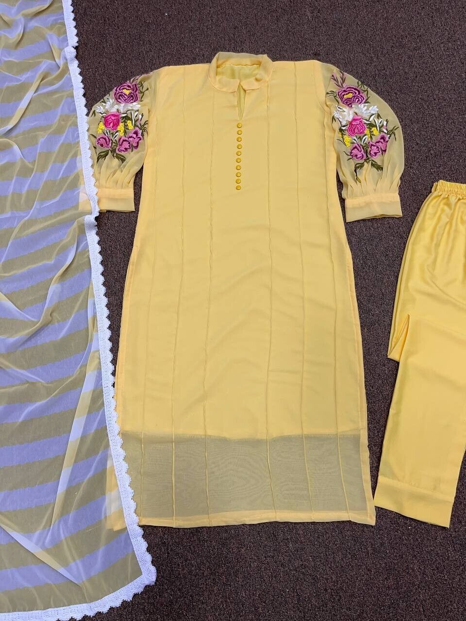 Pakistani Indian Kurti Kurta 3PC Salwar Kameez Chunni Tunic Silk Kurti