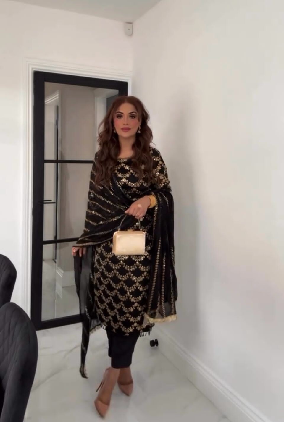 Designer Black Georgette Salwar Kameez Ready-to-Wear Embroidered Suit