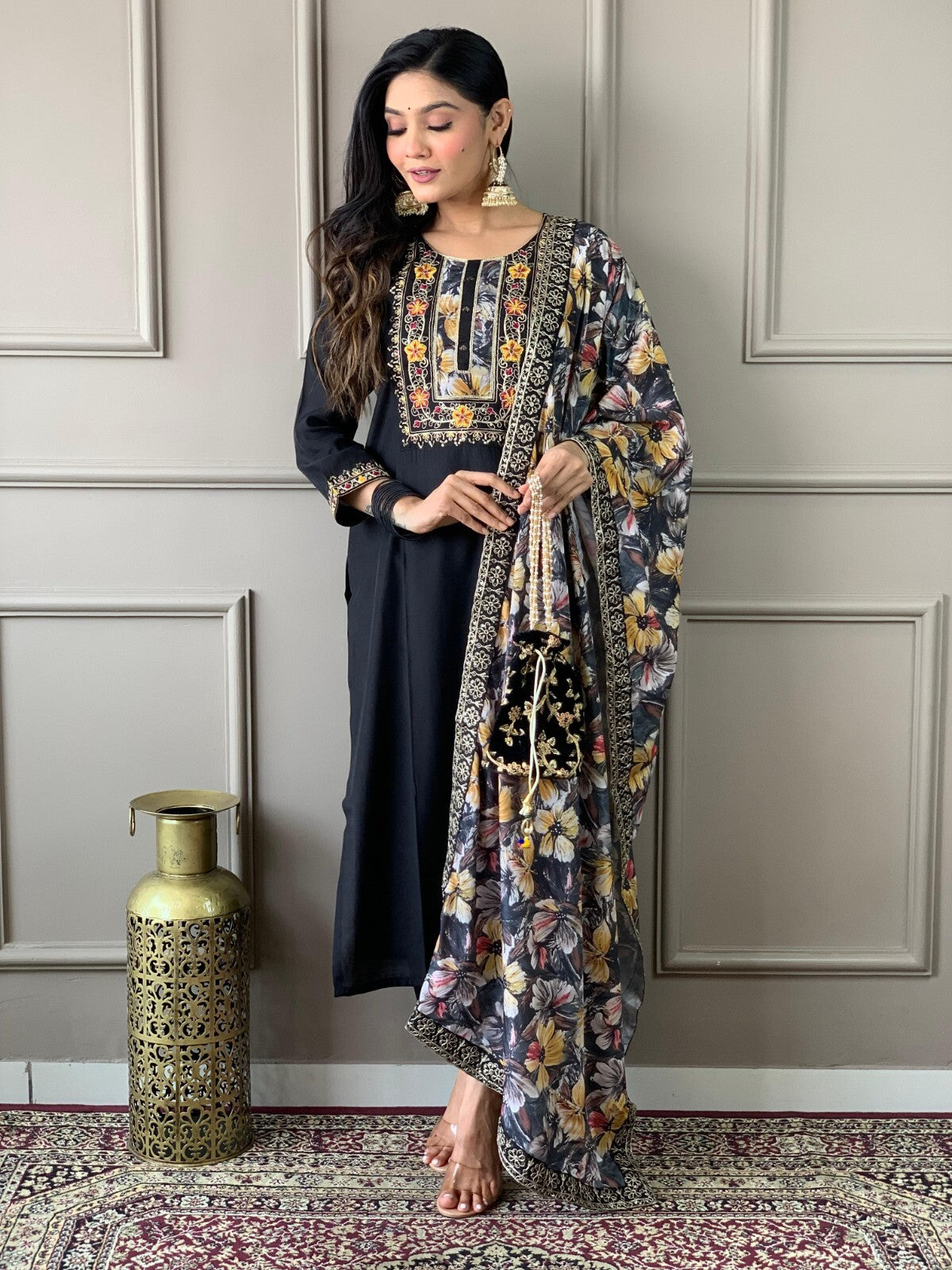 Women straight suit Elegant Viscose Silk Salwar Kameez Set readymade suit