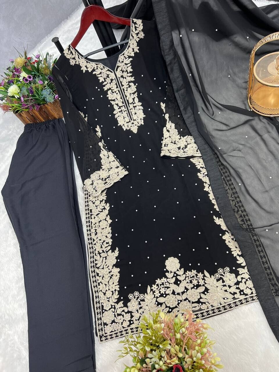 Pakistani Salwar Kameez Readymade Suit - Wedding & Party Kurti Set Georgette