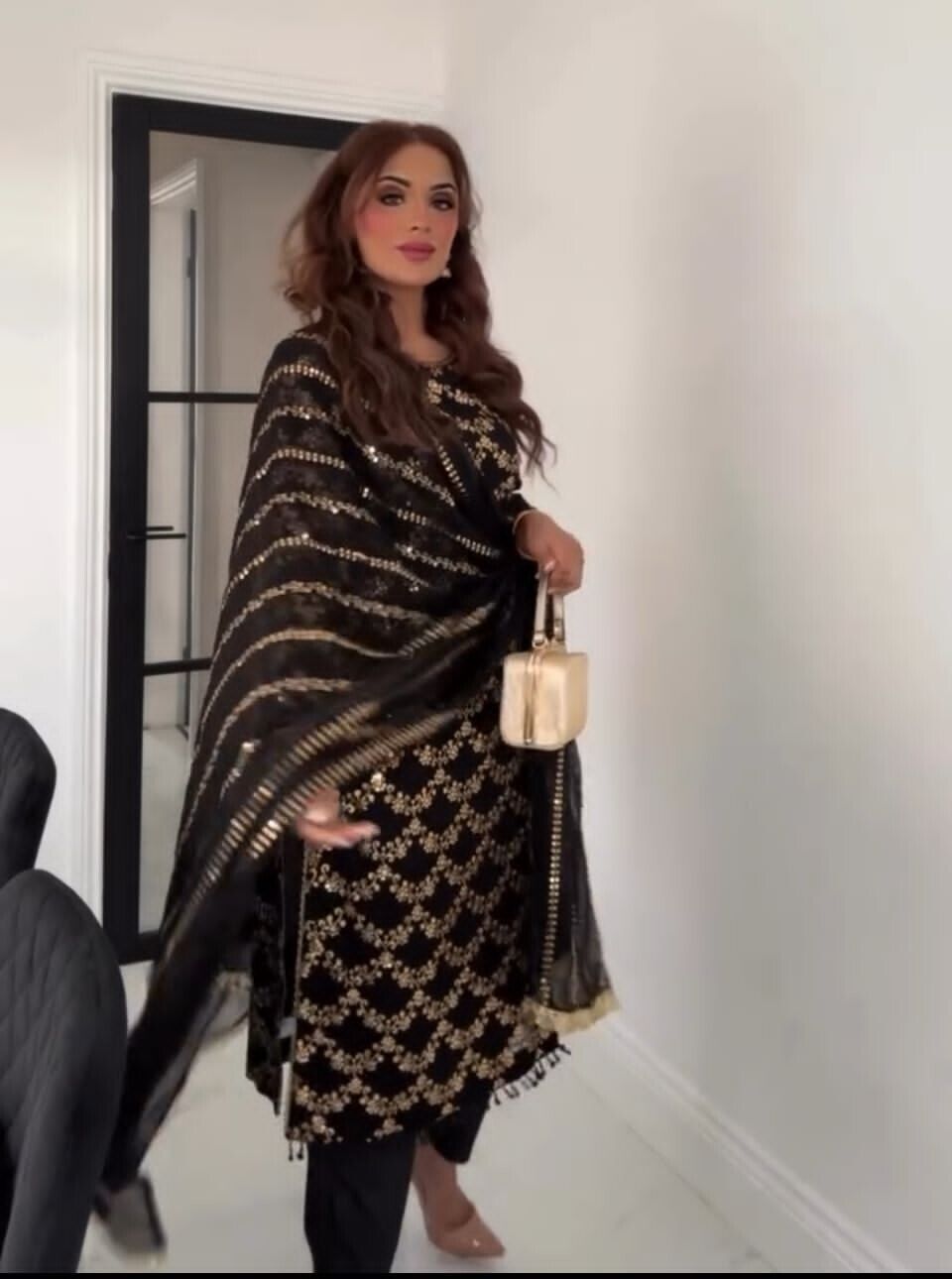 Designer Black Georgette Salwar Kameez Ready-to-Wear Embroidered Suit