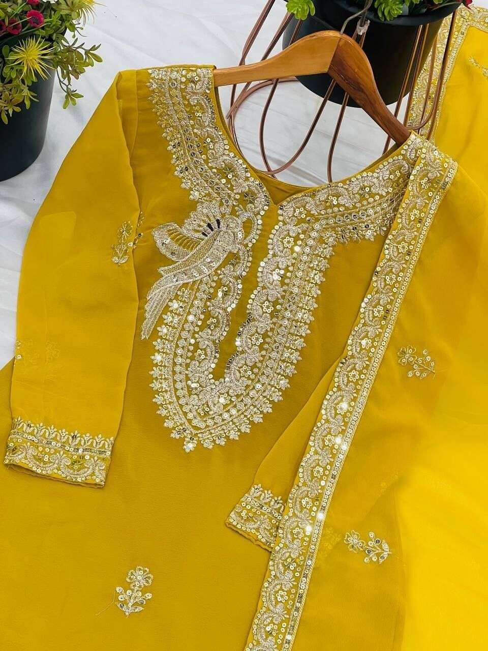 Fully Sttitched Sharara Suit Designer Embroidered Dress Georgette Palazzo S -2x