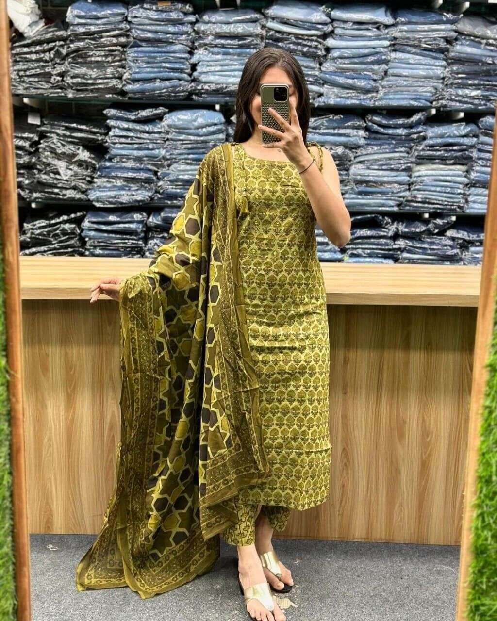 Ajrakh Salwar kameej cotton Straight Kurta Pant & Suit Women Partywear  Suit