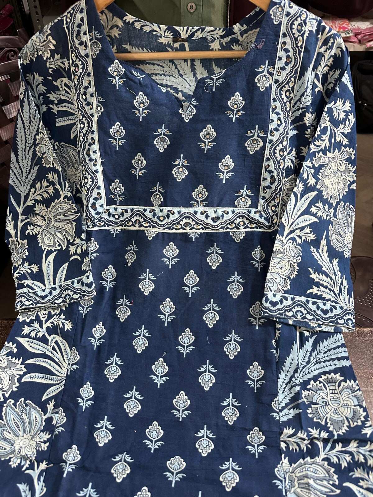 Embroided Floral Printed kurta Salwar Kameez Suit Set Indian Fabric Cotton 60