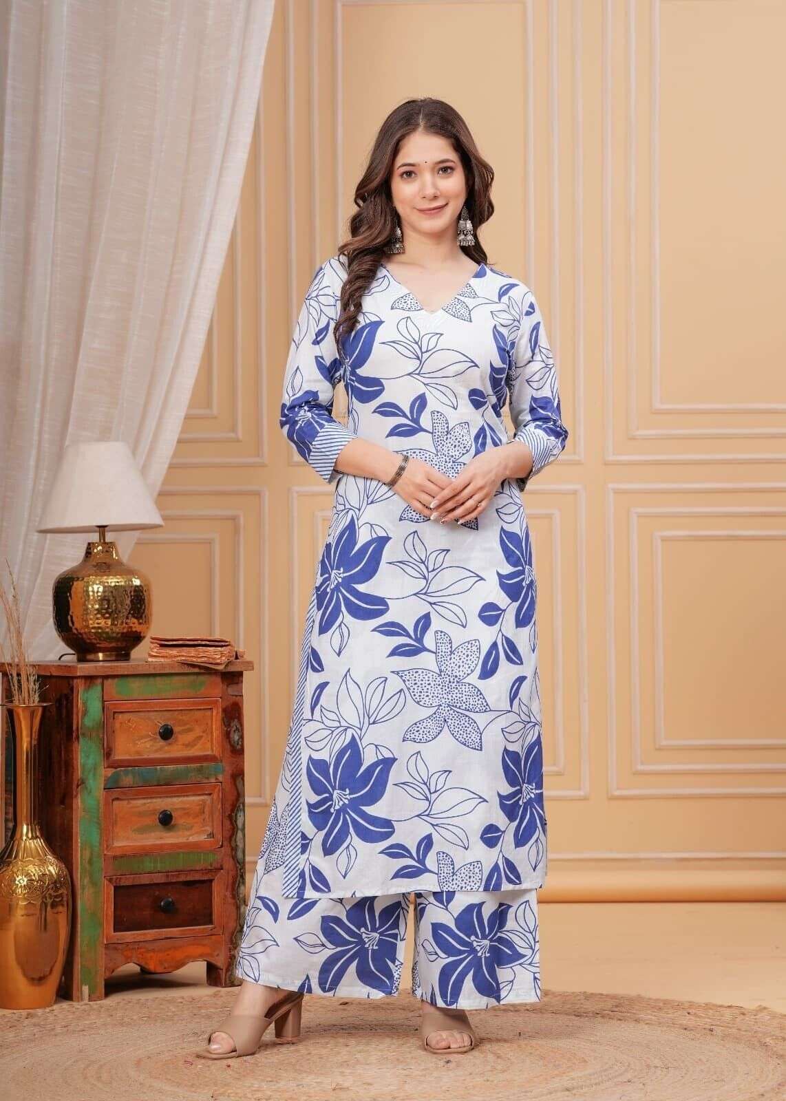 2-Piece Cotton Pakistani Printed Wedding & Party Wear Sharara Suit – Bollywood S