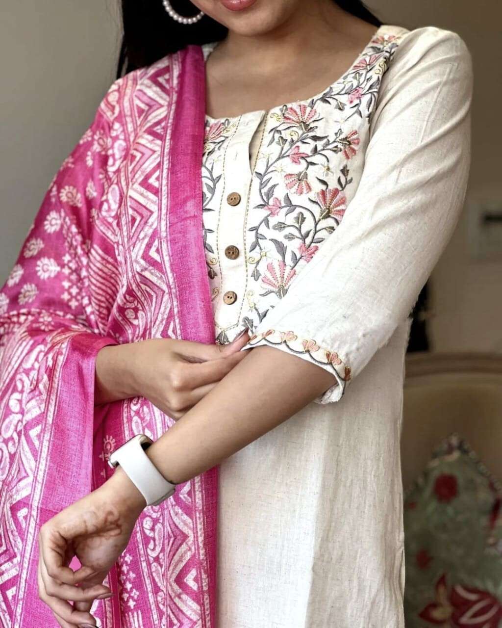 Cotton  Salwar  Kameez Suit Kurti Women Tunic Kurta Pant Dupatta Set Dress