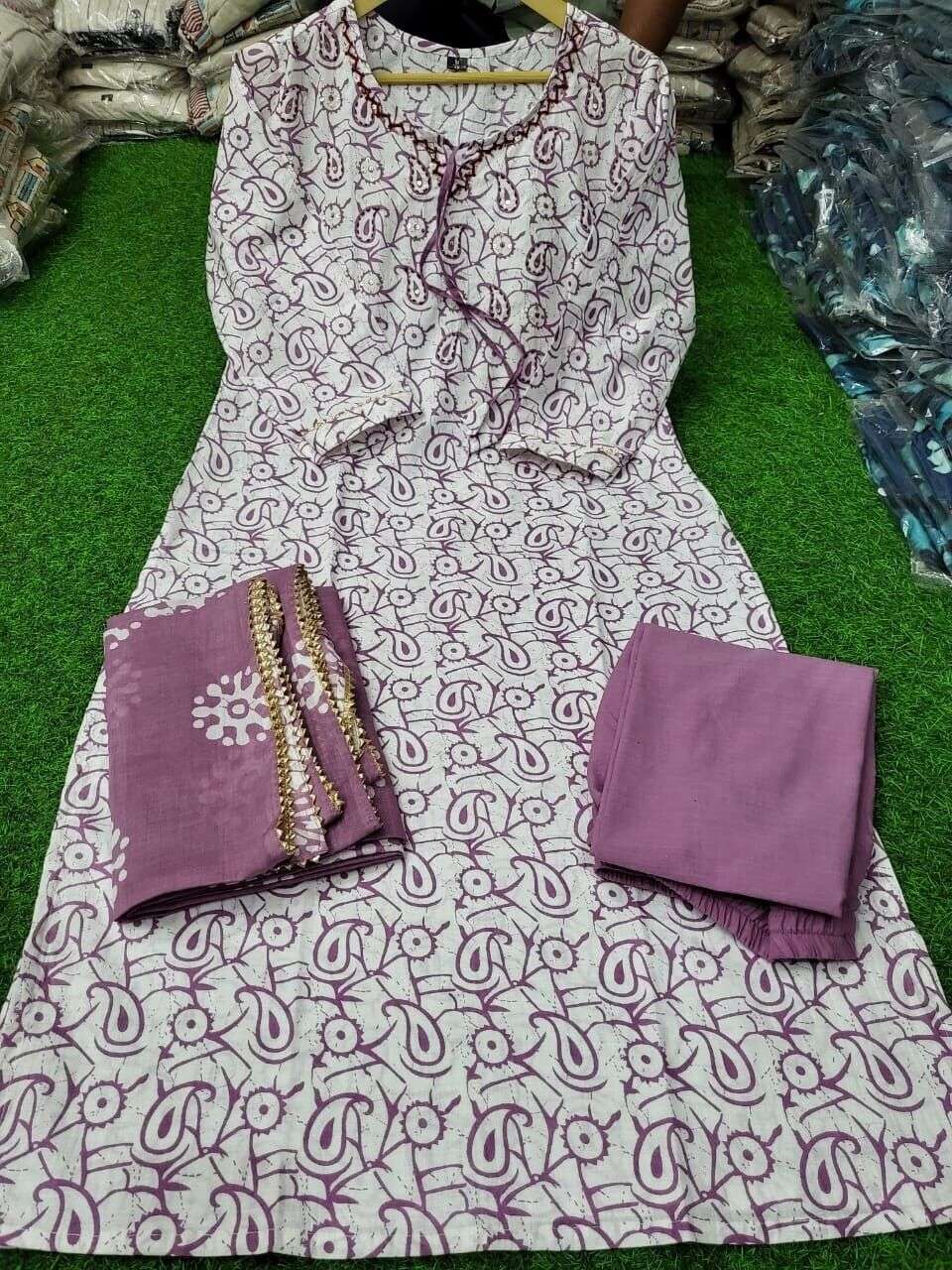 Cotton Printed Salwar kameez Straight Kurta Pant Suit Women Partywear 3 Pc Suit
