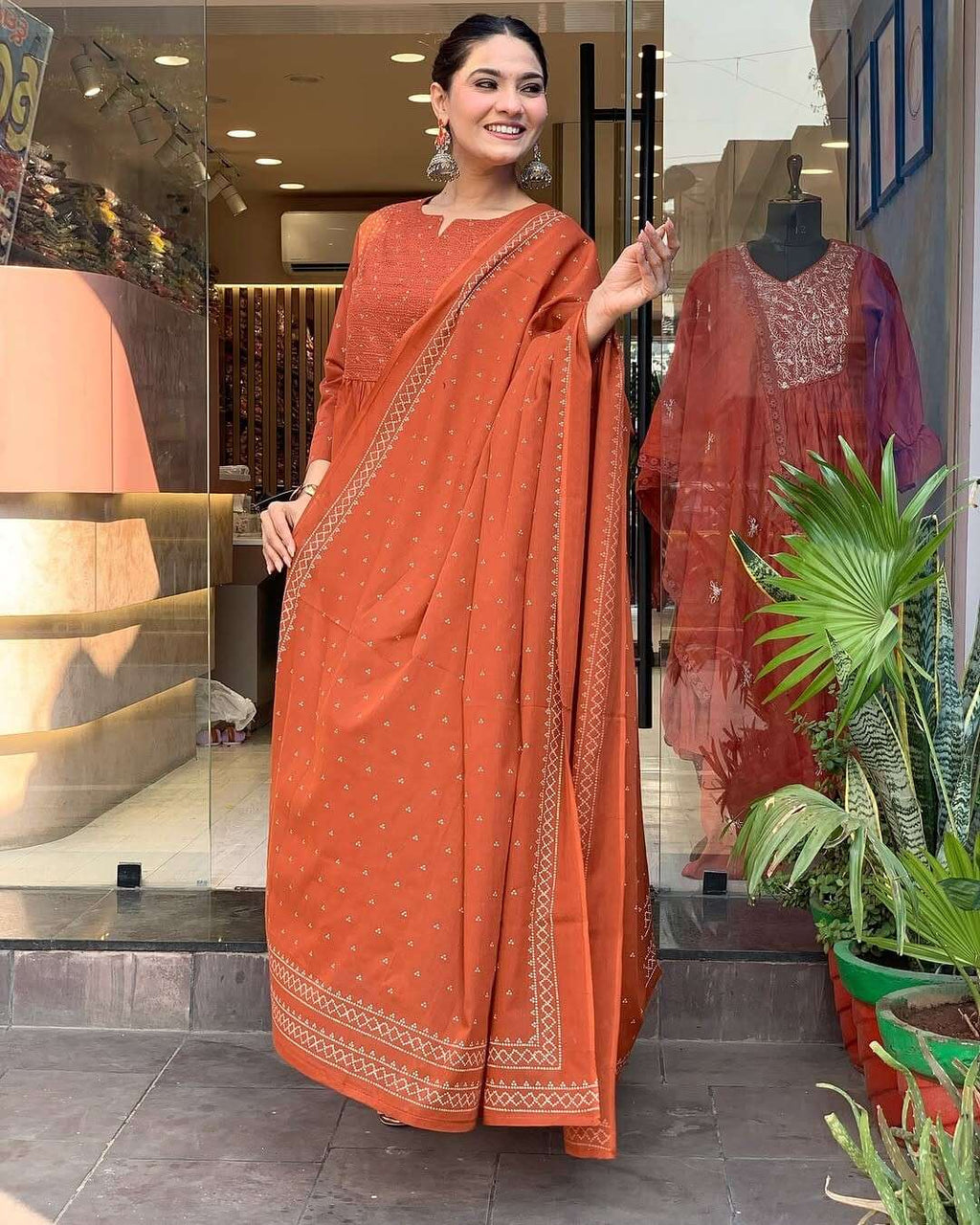 Cotton Indian Designer Bollywood Party Wear Anarkali Flared Gown duppatta