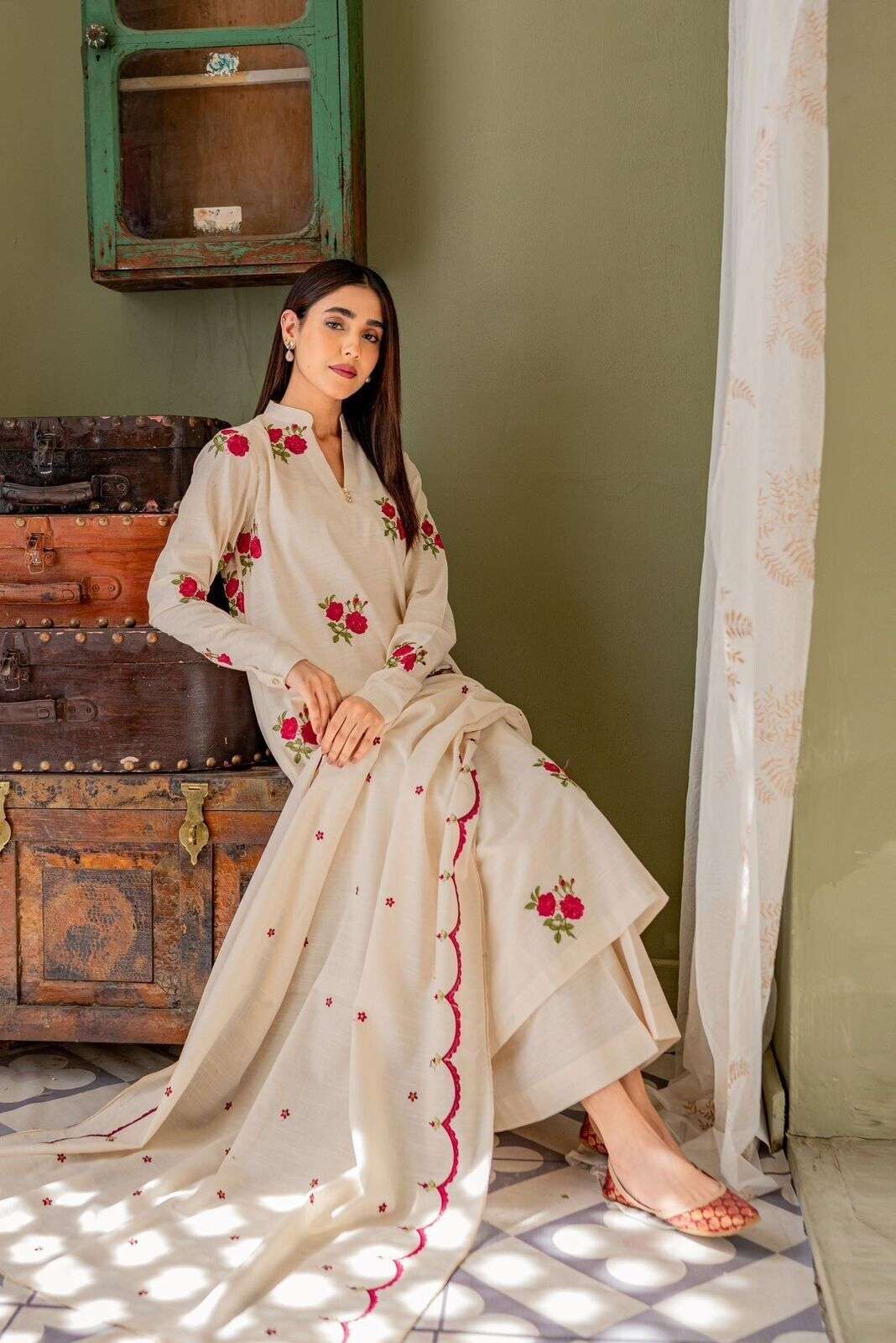 Cotton A-line Dress Pakistani Salwar Kameez Ready made Suits Wedding Party