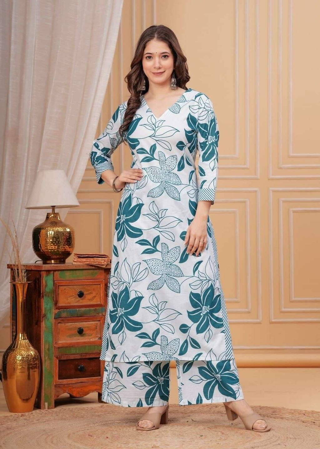 2-Piece Cotton Pakistani Printed Wedding & Party Wear Sharara Suit – Bollywood S