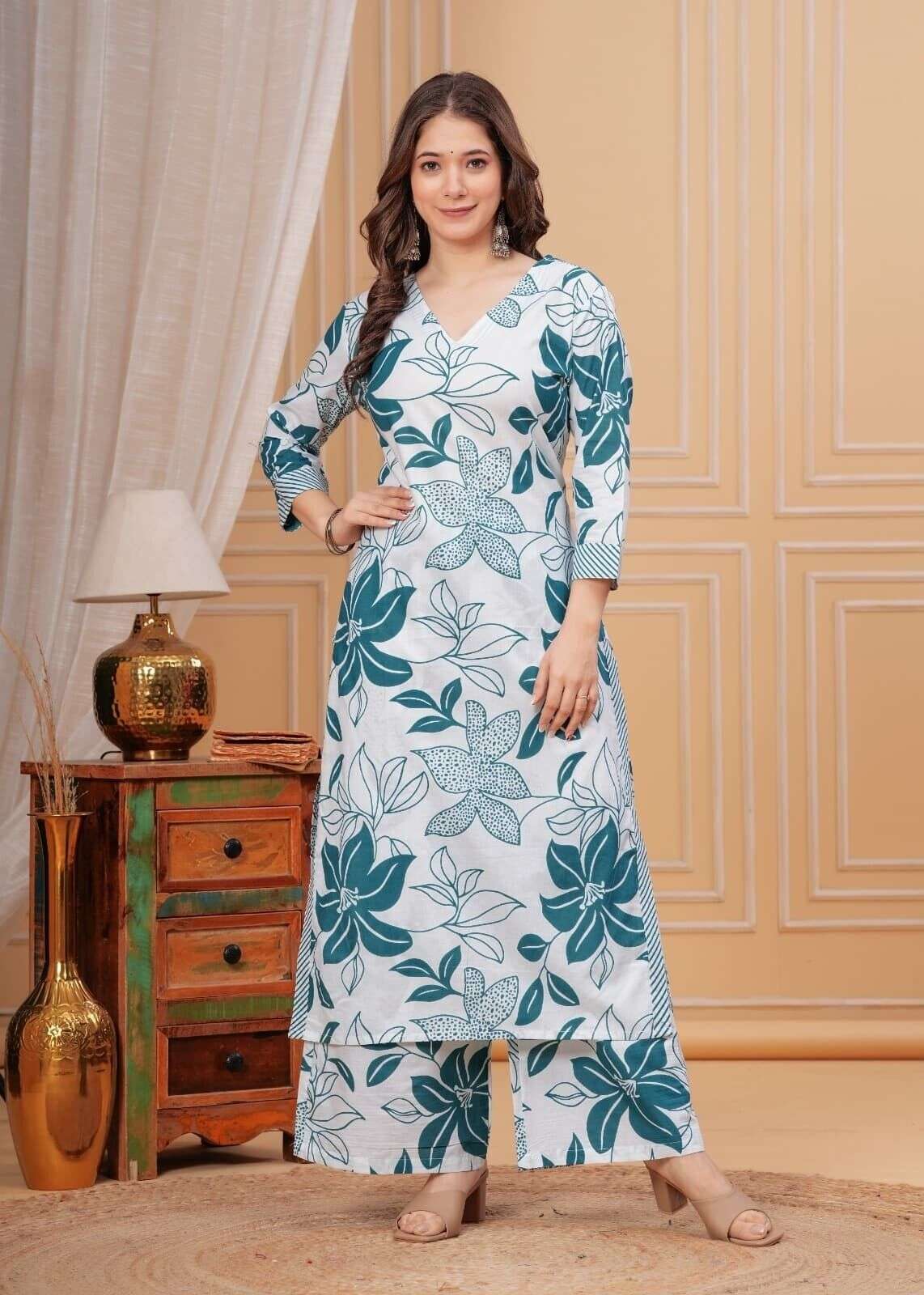 2-Piece Cotton Pakistani Printed Wedding & Party Wear Sharara Suit – Bollywood S