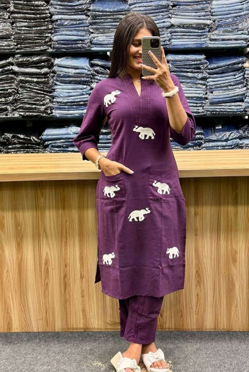 Cotton 2 PCS Pakistani salwar kameez Kurta Set with Pant Women Kurti Set