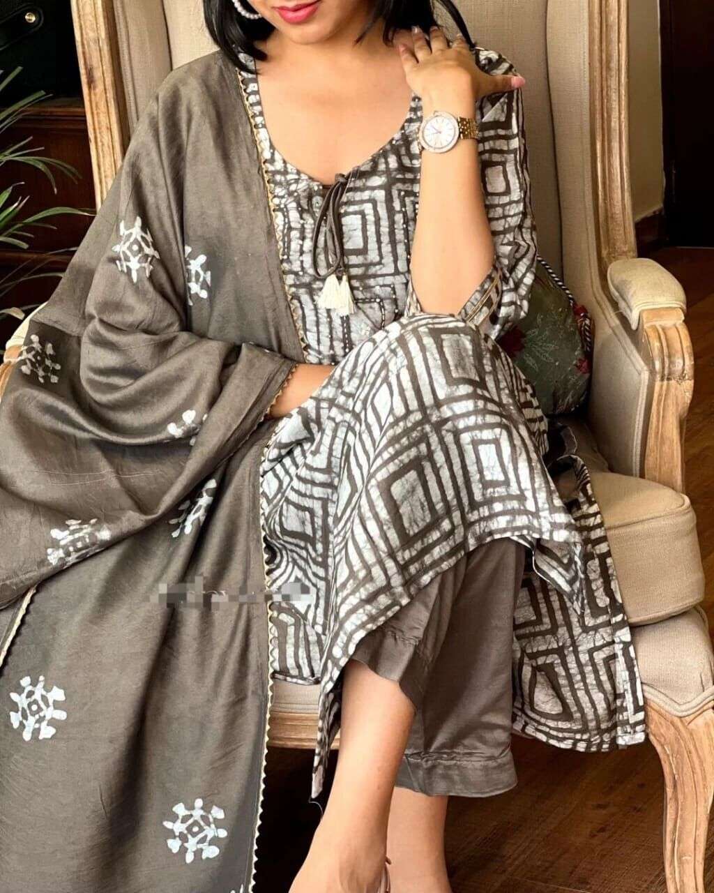 Cotton Printed  Women Suit Kurti Indian Pakistani Salwar Kameez Set 3 pcs