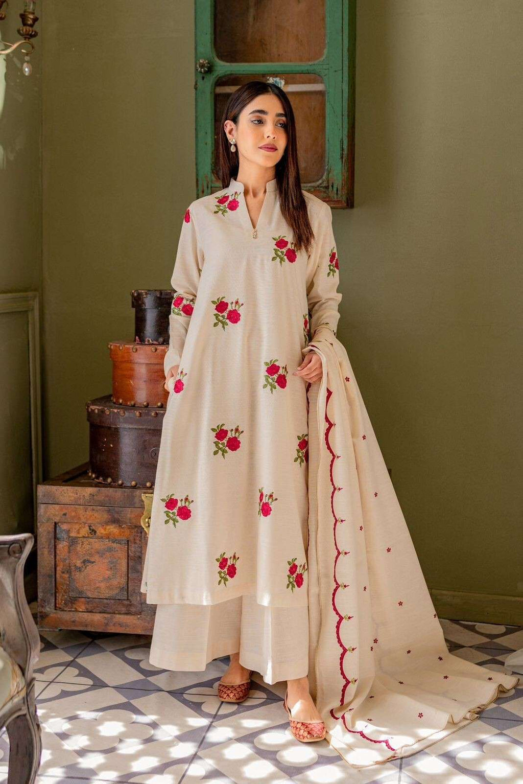 Cotton A-line Dress Pakistani Salwar Kameez Ready made Suits Wedding Party
