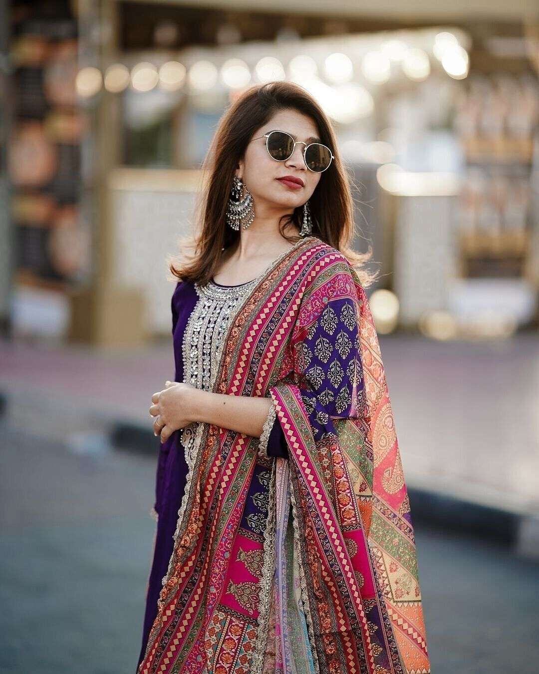 Elegant Chinon Silk Embroidered Sharara  Palazzo Suit Set – Party Wear Ensemble