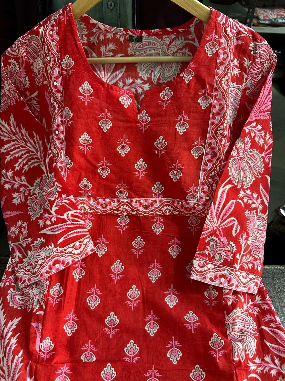 Embroided Floral Printed kurta Salwar Kameez Suit Set Indian Fabric Cotton 60