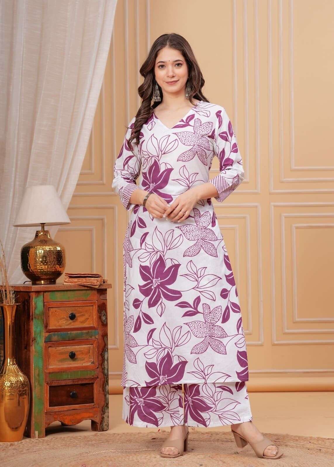 2-Piece Cotton Pakistani Printed Wedding & Party Wear Sharara Suit – Bollywood S