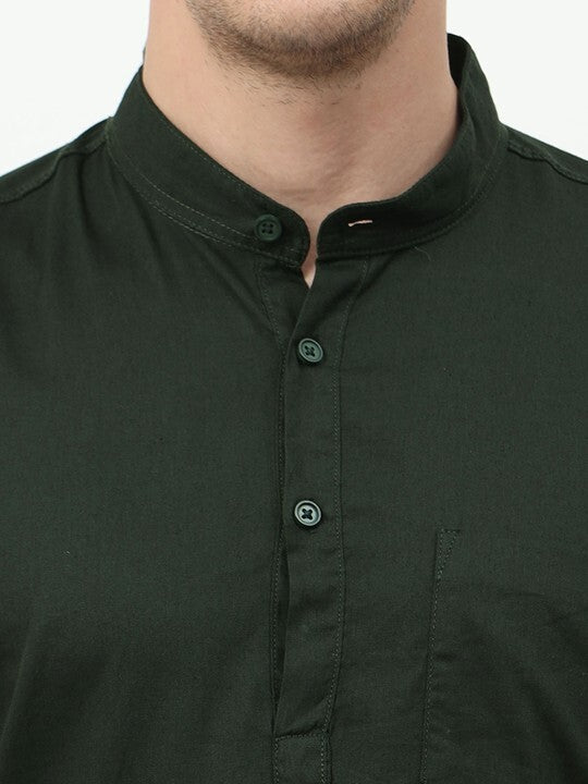 New Men’s Indian Short Kurta 100 Cotton Traditional Solid Plus Size S -7xl Black