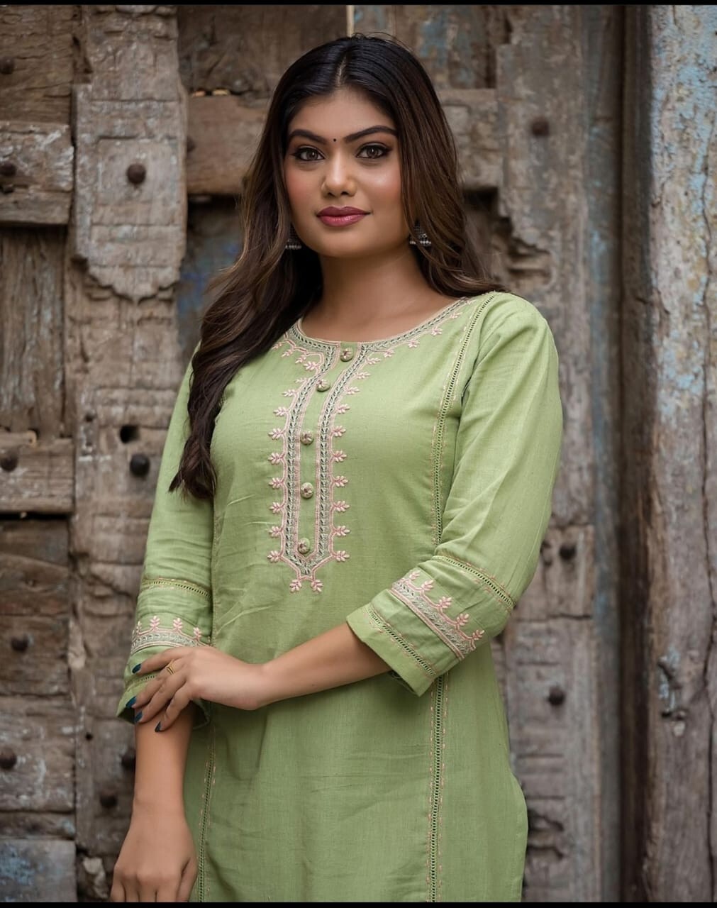 2 pcs Cotton Salwar Kameez Women Bollywood Party Wear Top Tunic Kurti Set
