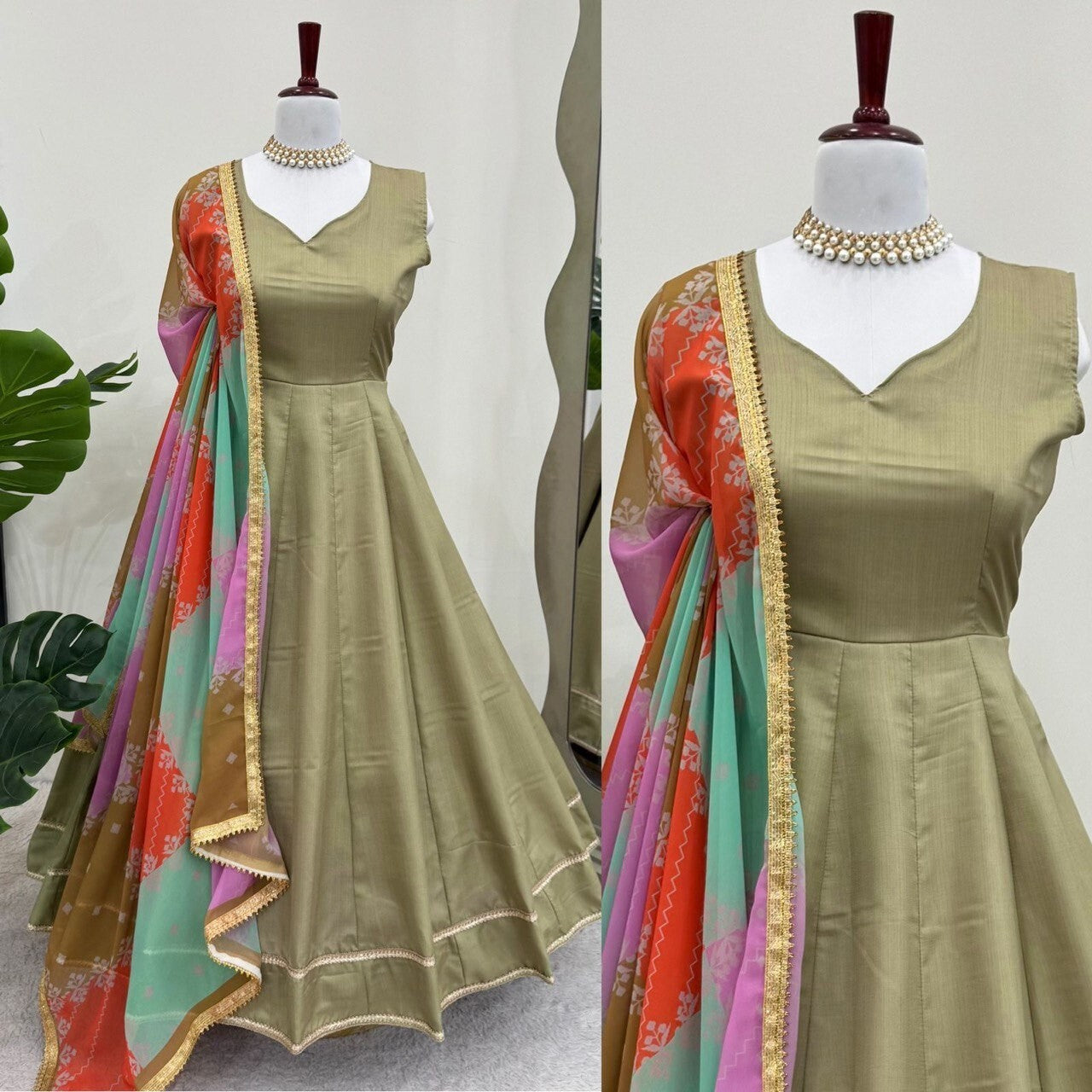 Indian Bollywood Tunic Kurti Designer Party Wear Kurta Flared Anarkali Suit Set