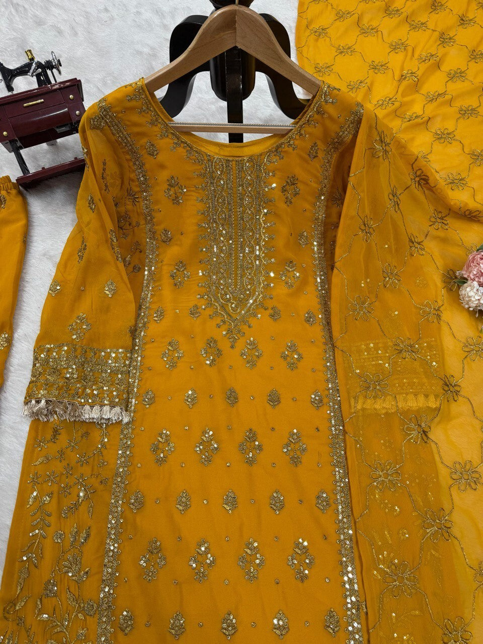 Georgette Salwar Kameez with Dupatta for Party Palazzo Kurti Set Sharara