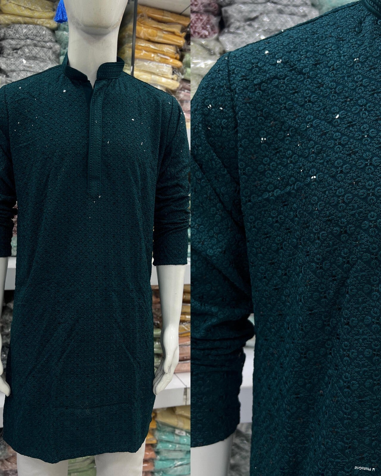 Men Kurta Long Pakistani Kurta Pyjama Indian Suits Sherwani Wedding Party Groom