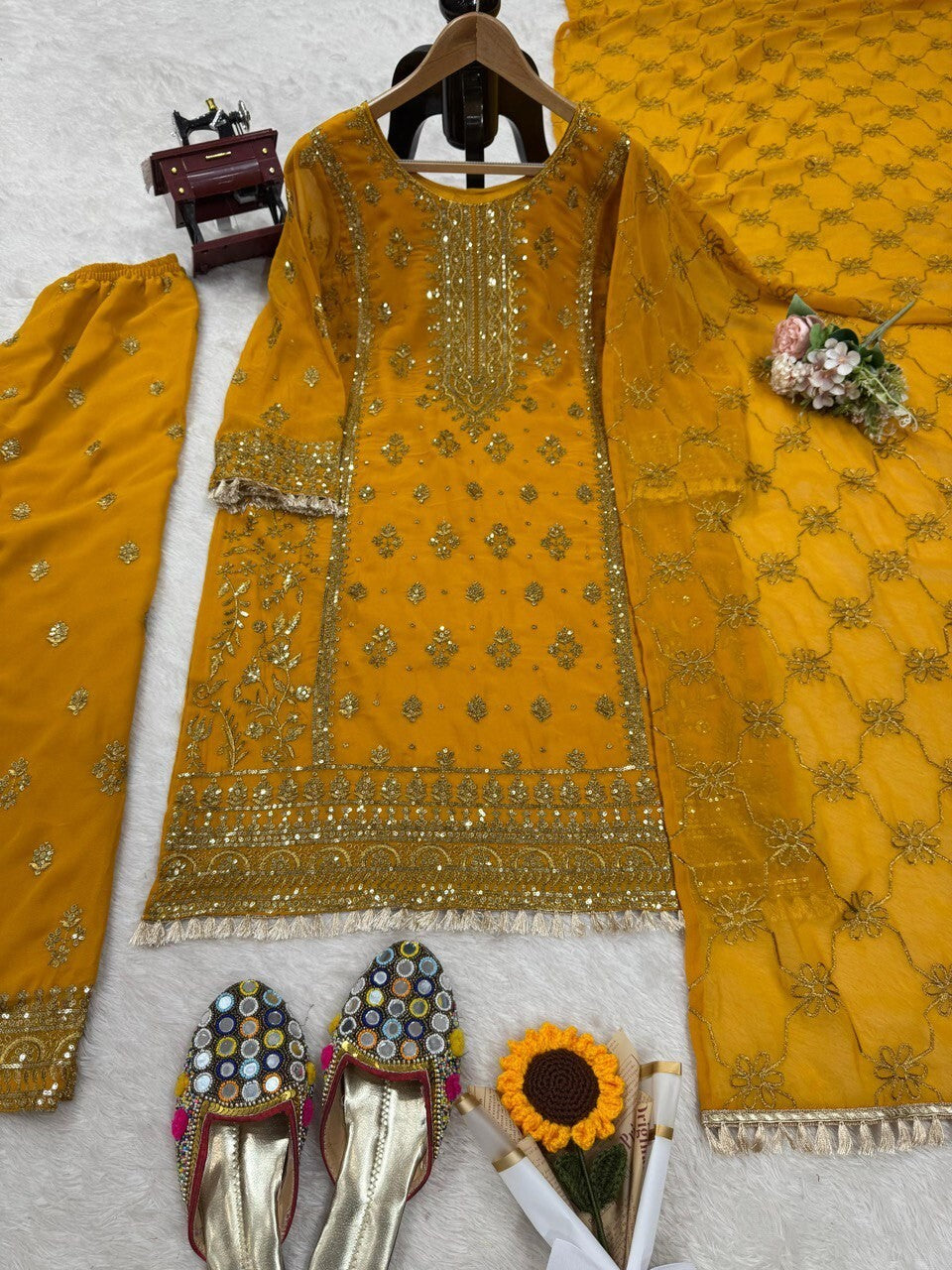 Georgette Salwar Kameez with Dupatta for Party Palazzo Kurti Set Sharara