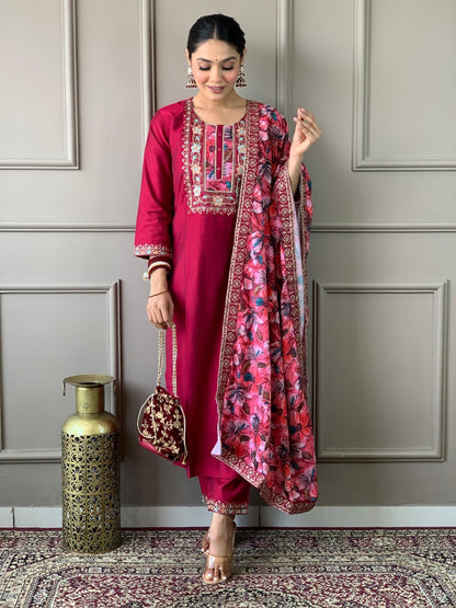 Women straight suit Elegant Viscose Silk Salwar Kameez Set readymade suit