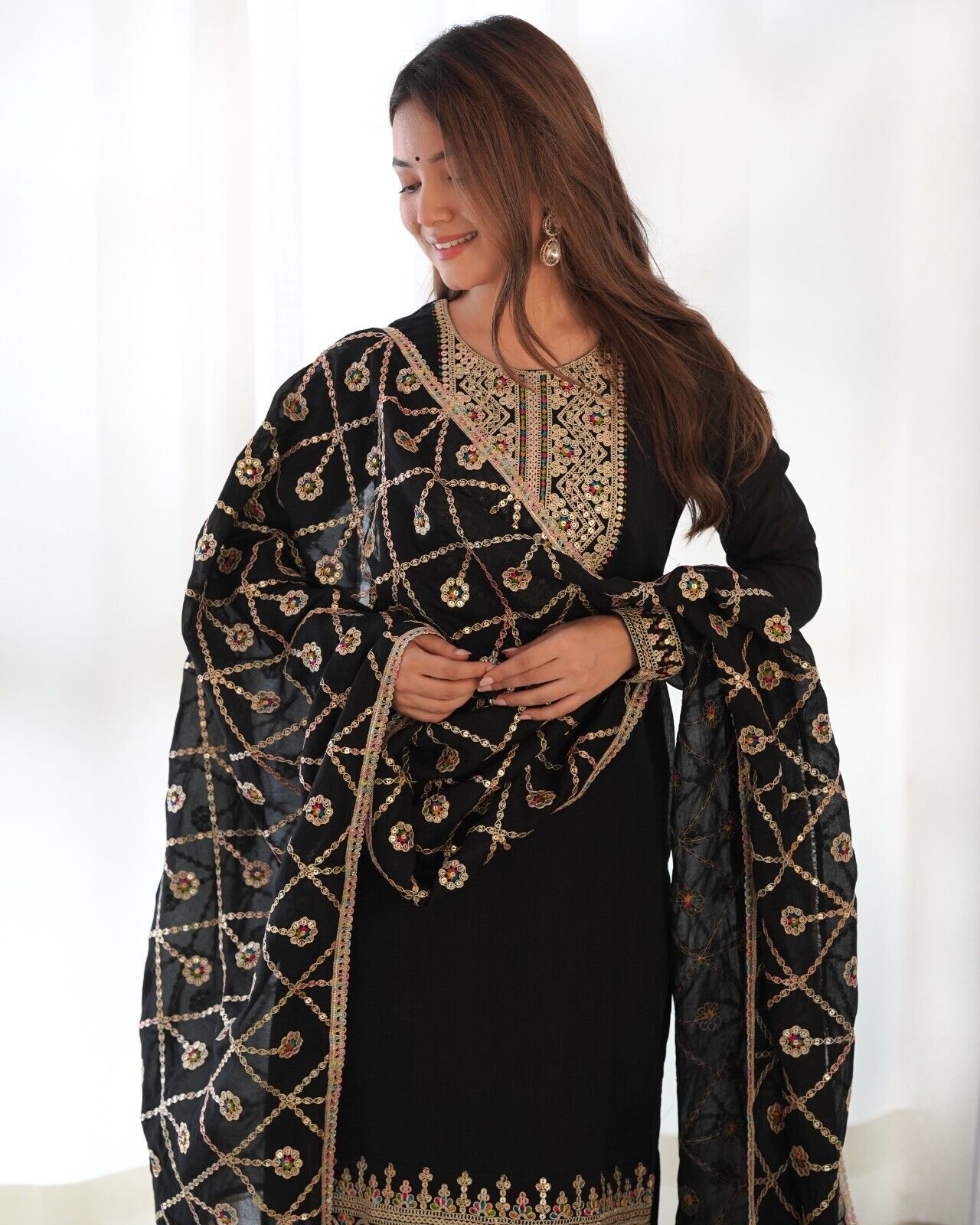 Designer Embroidered Vichitra Silk Salwar Kameez Set – Party & Wedding Wear