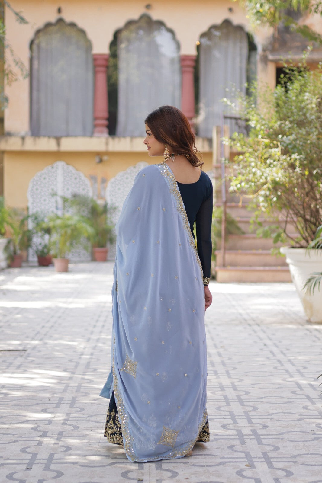Georgette readymade Indian Pakistani Salwar Kameez Set – Palazzo Kurti Dupatta
