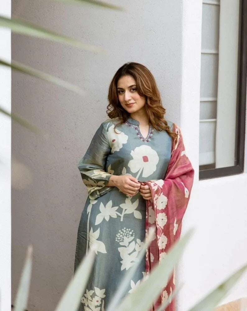 Cotton Printed Punjabi Salwar Kameez – 3-Piece Indian Pakistani Ethnic Floral