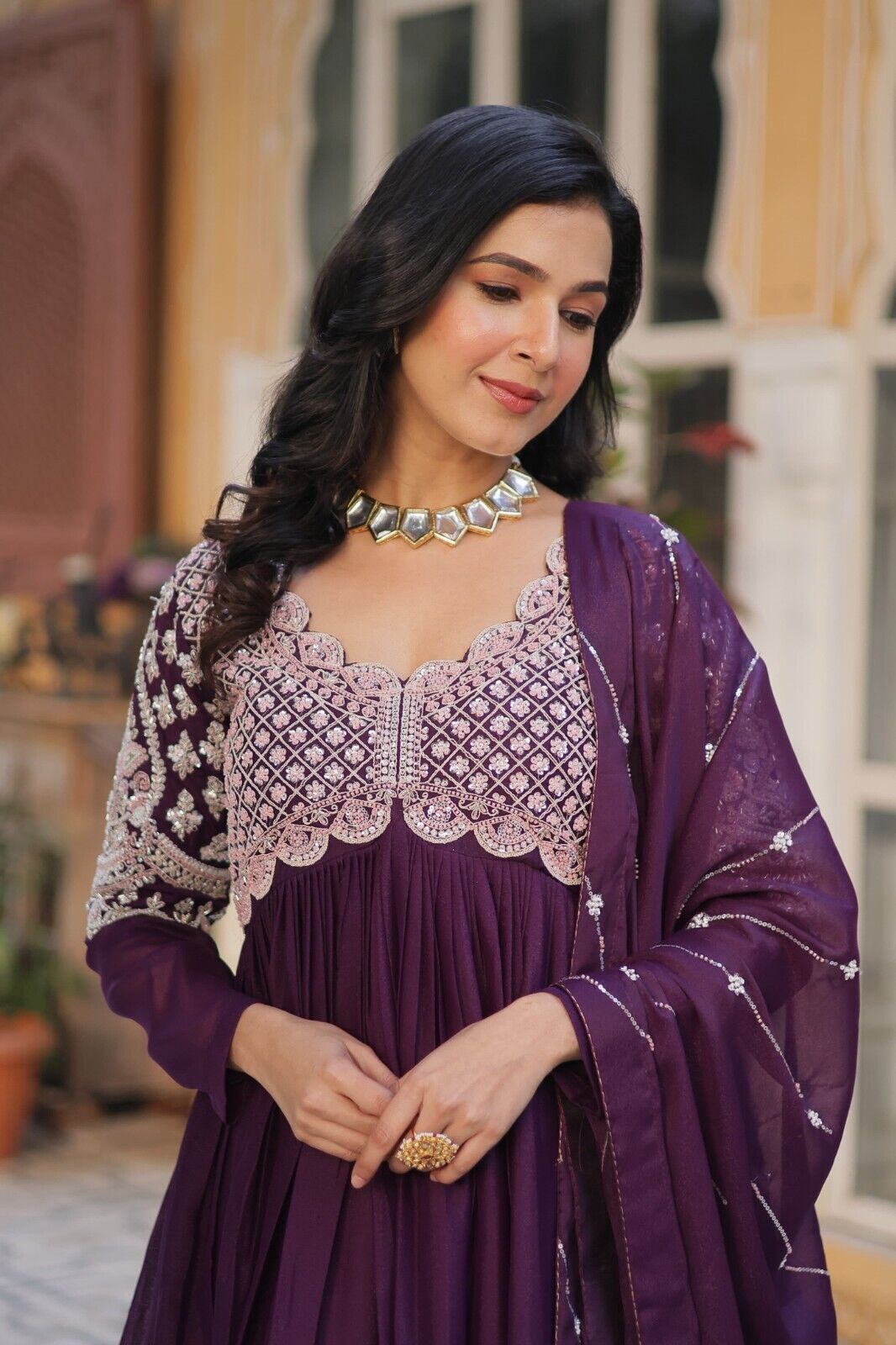 Bollywood-Inspired Pakistani Indian Wedding Flared anarkali Gown Set suit