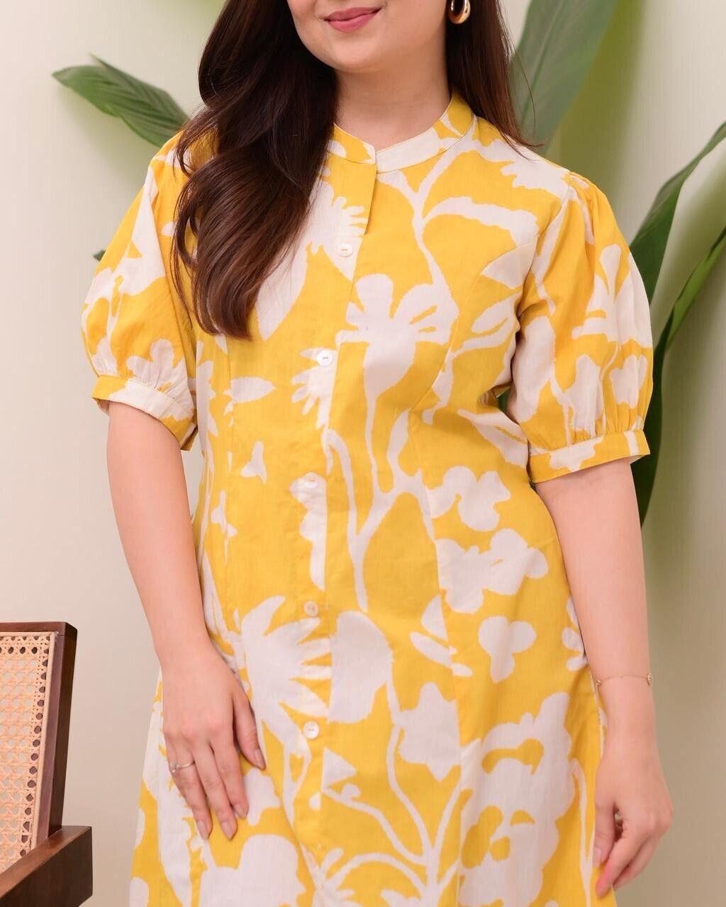 Yellow  Printed Outfit for Women Indian Paksitani Anarkali Gown