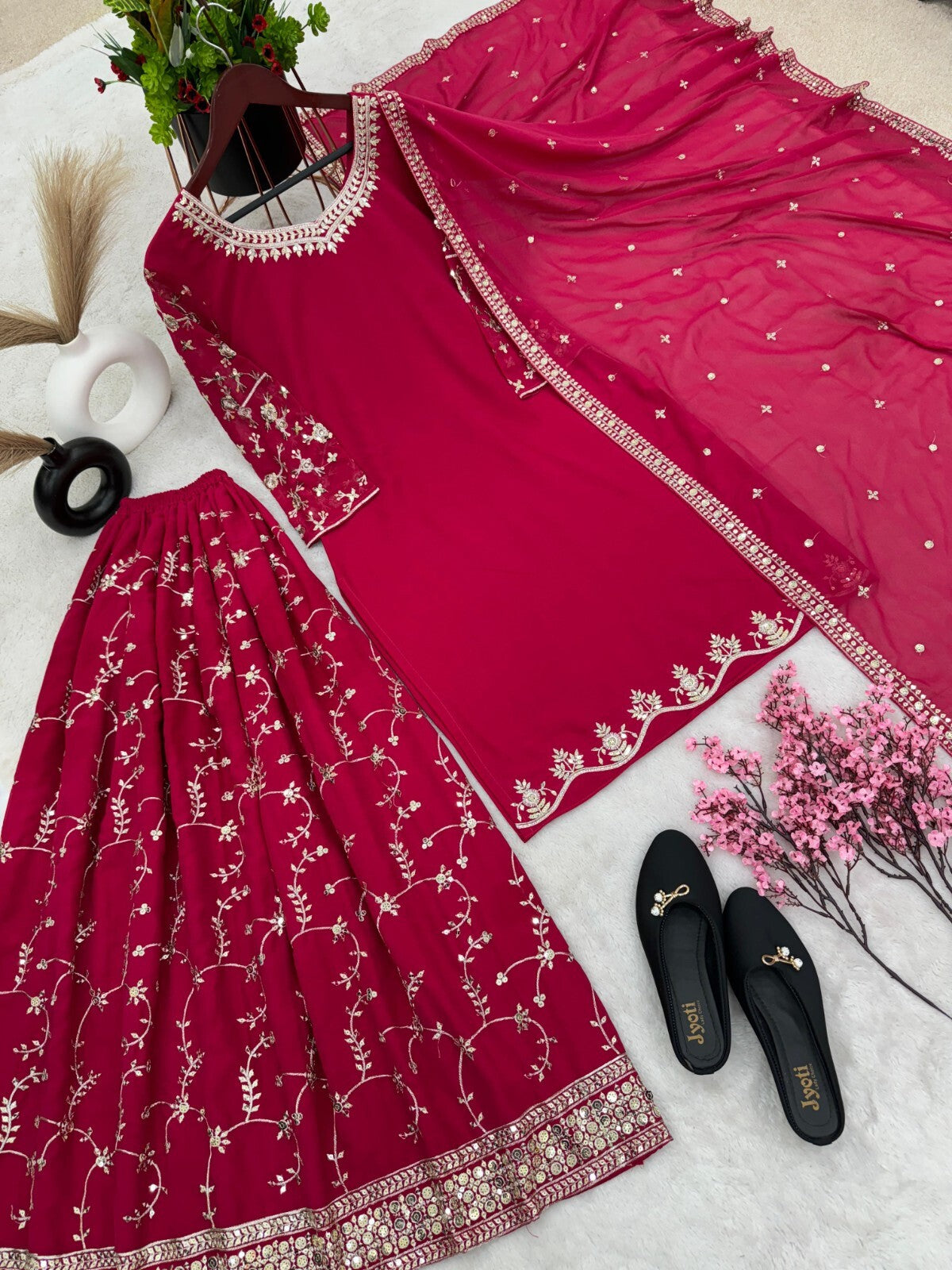 Bollywood Sharara Suit Ethnic Indian Kameez Salwar Pakistani Designer Georgette