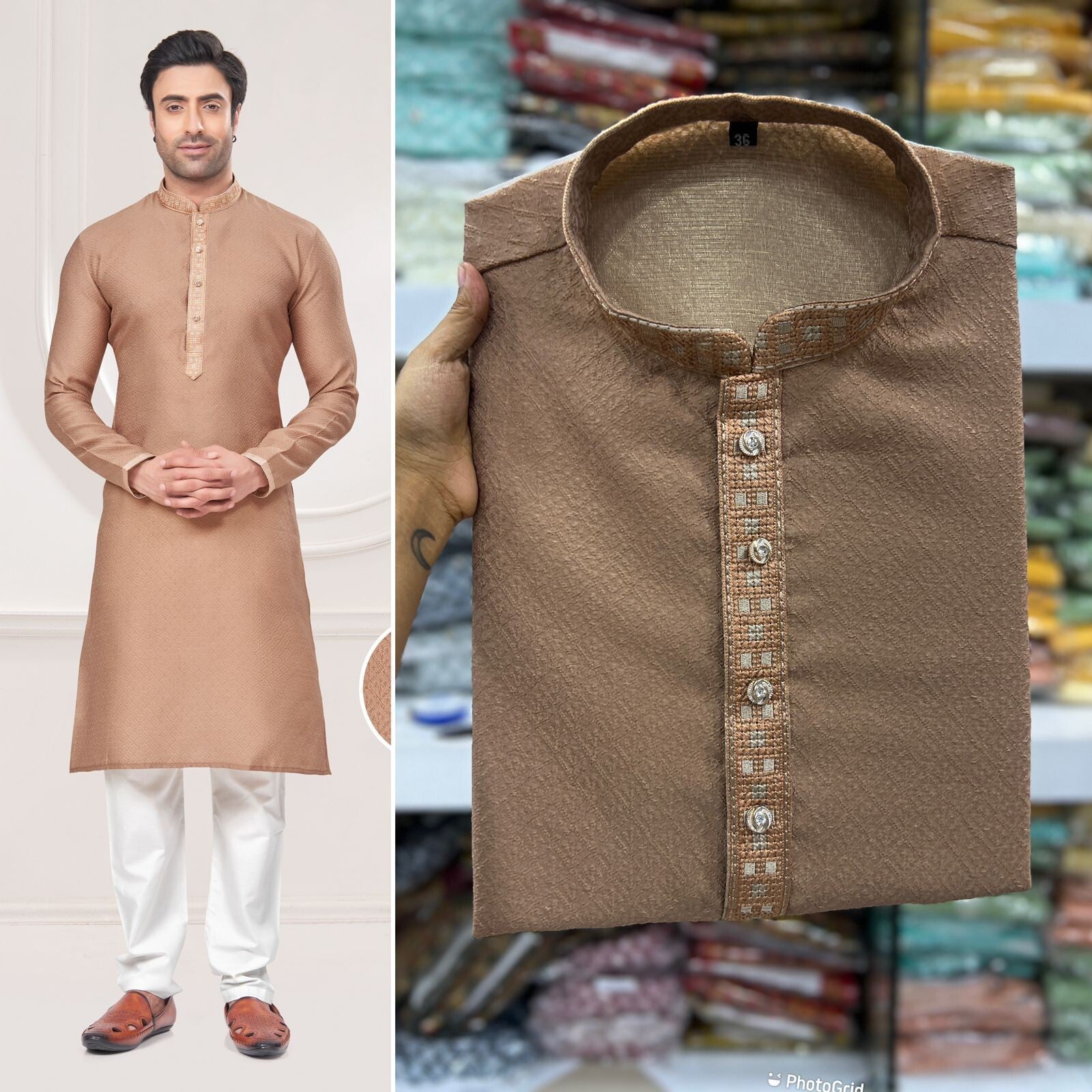 Men's Black Long Silk Kurta Pajama Indian Wedding 2 Piece Set Wedding Kurta