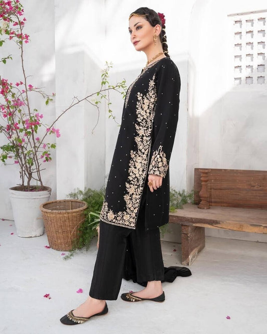 Pakistani Salwar Kameez Readymade Suit - Wedding & Party Kurti Set Georgette