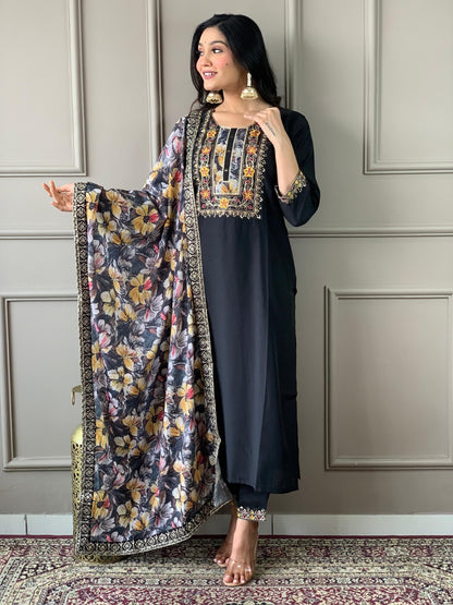 Women straight suit Elegant Viscose Silk Salwar Kameez Set readymade suit