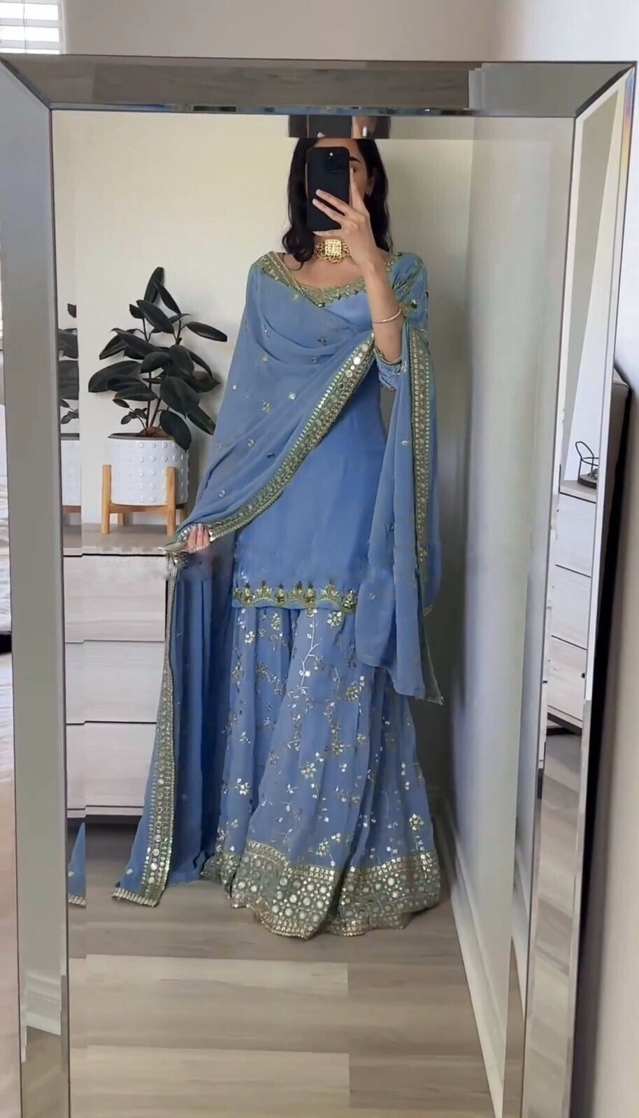 Bollywood Sharara Suit Ethnic Indian Kameez Salwar Pakistani Designer Georgette