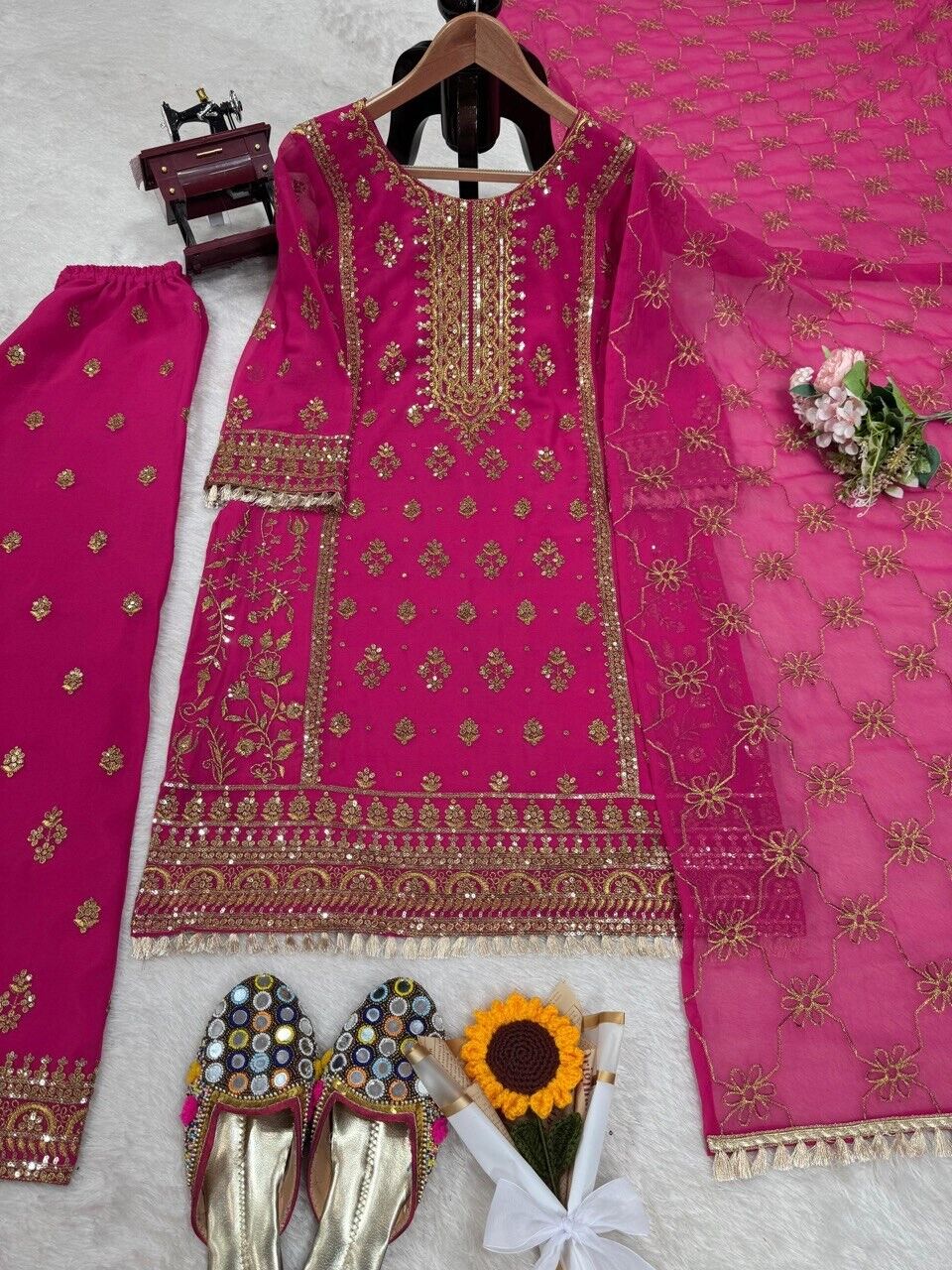 Georgette Salwar Kameez with Dupatta for Party Palazzo Kurti Set Sharara