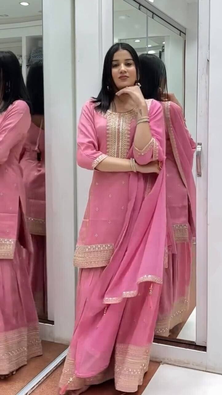 Embroidered Georgette Pakistani Party Wear Fancy Sharara palazzo Set