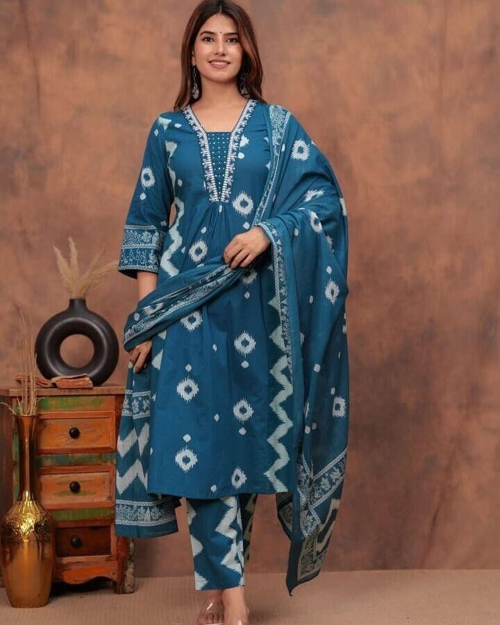 Cotton Printed Indian Pakistani Salwar Kameez – Printed A-line Dress Wear Suit