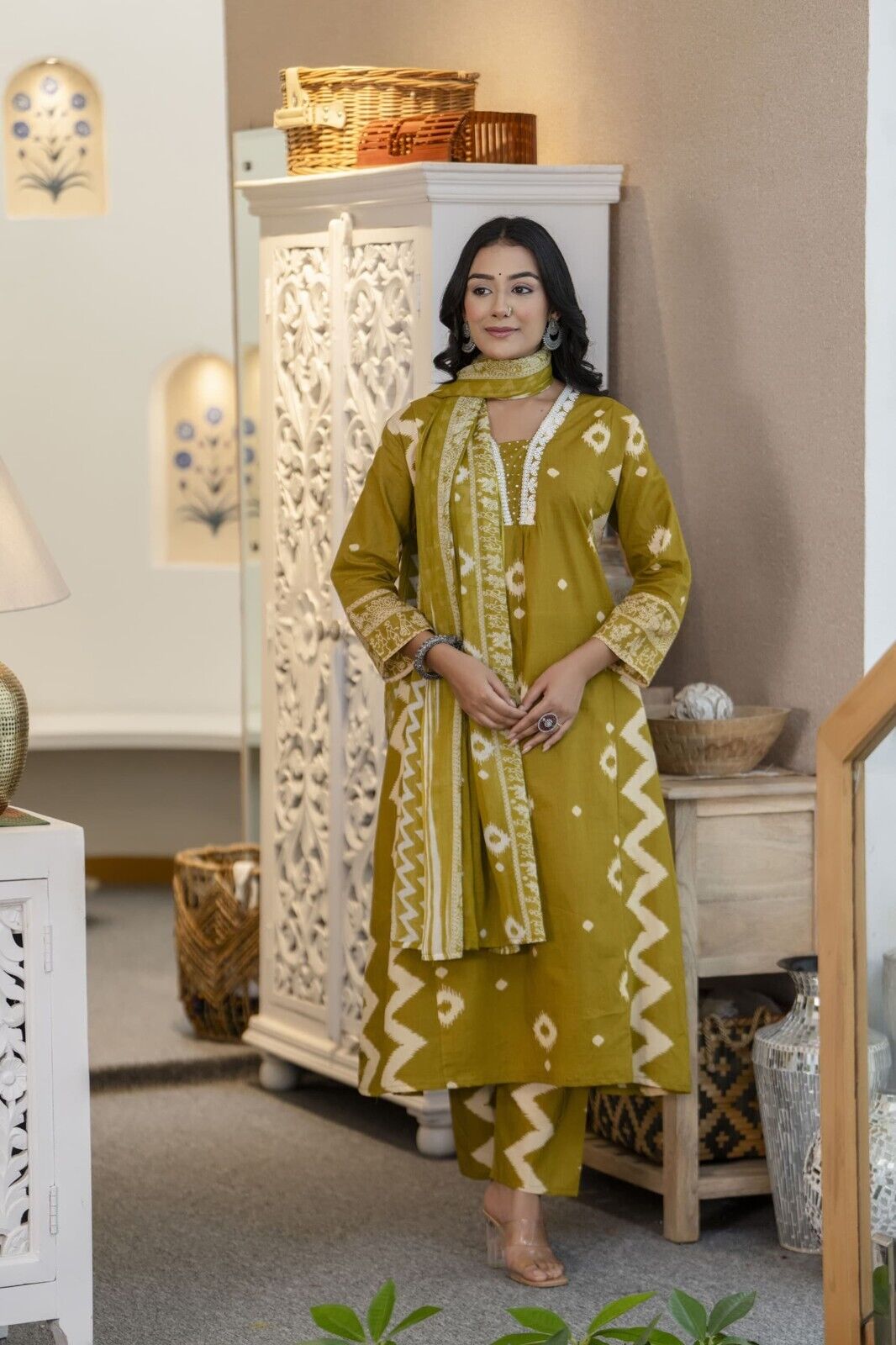 Cotton Printed Indian Pakistani Salwar Kameez – Printed A-line Dress Wear Suit